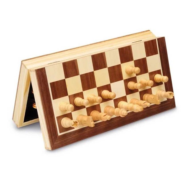 Jeu d'échecs pliable et magnétique en bois