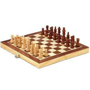 Jeu d'échecs pliable et magnétique en bois