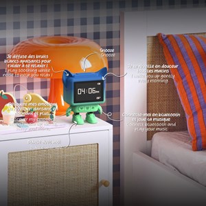 Dancing Clock réveil dansant personnalisable et rechargeable pour enfant MOB Bleu