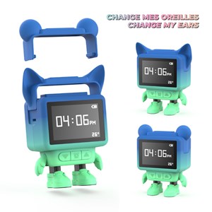 Dancing Clock réveil dansant personnalisable et rechargeable pour enfant MOB Bleu