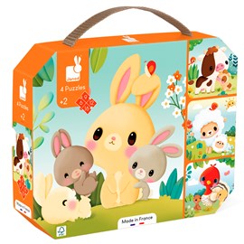 Coffret 4 puzzles évolutifs animaux de la ferme difficulté croissante dès 2 ans