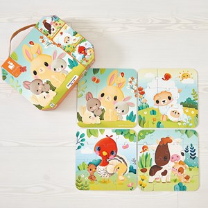 Coffret 4 puzzles évolutifs animaux de la ferme difficulté croissante dès 2 ans