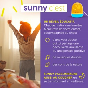 Morphée Sunny réveil enfant pensées positives musiques douces défis et veilleuse