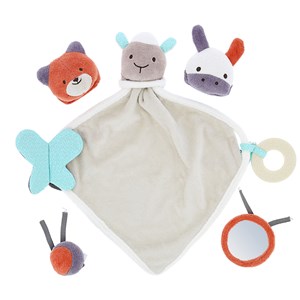 Doudou gris-orange coton bio