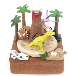 Boîte à musique volcan et dinosaures 