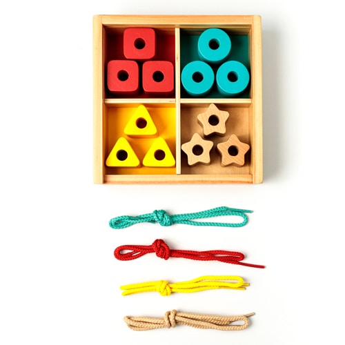 Mgichoom Enfilage de perles pour les tout-petits - Ensemble de jeu de  perles de bricolage - Montessori