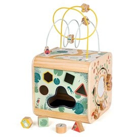 Cube d'éveil animaux en bois