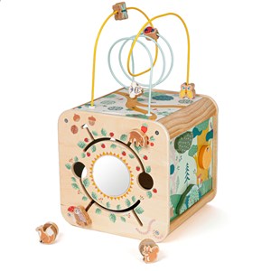 Cube d'éveil animaux en bois