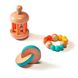 Coffret 3 hochets Montessori