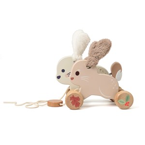 Lapins à tirer en bois