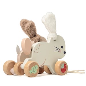 Lapins à tirer en bois