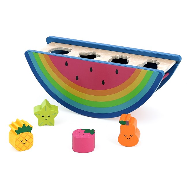 Boîte à formes pastèque et fruits en bois jeu d'éveil coloré et éducatif Vilac