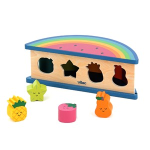 Boîte à formes pastèque et fruits en bois jeu d'éveil coloré et éducatif Vilac