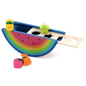 Boîte à formes pastèque et fruits en bois jeu d'éveil coloré et éducatif Vilac