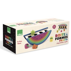 Boîte à formes pastèque et fruits en bois jeu d'éveil coloré et éducatif Vilac