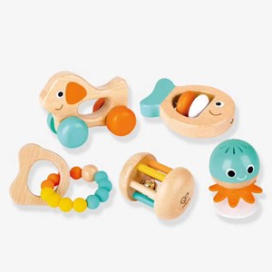 Coffret 5 jouets d'éveil sensoriel en bois Hape