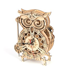 Maquette horloge hibou en bois