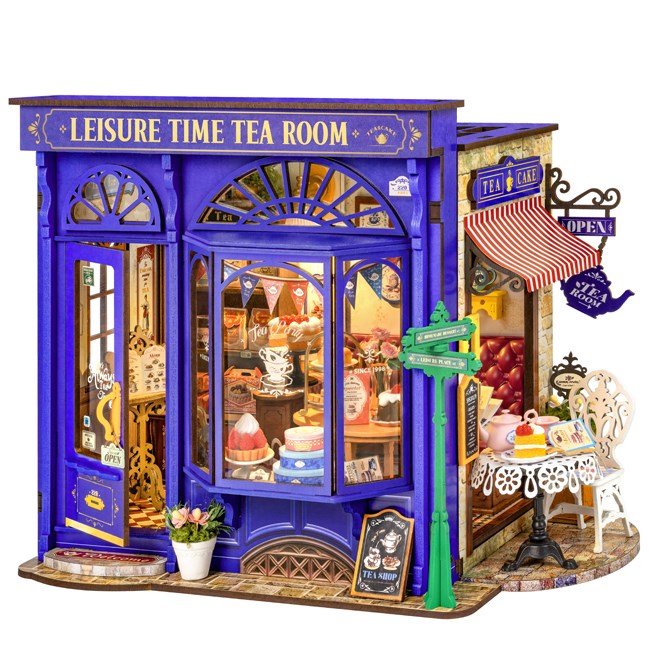 Maquette éclairée salon de thé anglais miniature 304 pièces Rolife