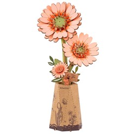 Maquette en bois gerbera rose pièces Rolife