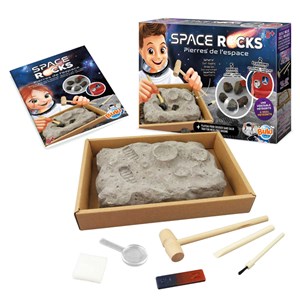 Coffret excavation 5 pierres de l'espace et une vraie météorite Buki