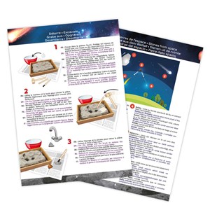 Coffret excavation 5 pierres de l'espace et une vraie météorite Buki