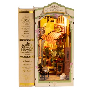 Maquette serre-livres lumineuse en bois rue fleurie Rolife