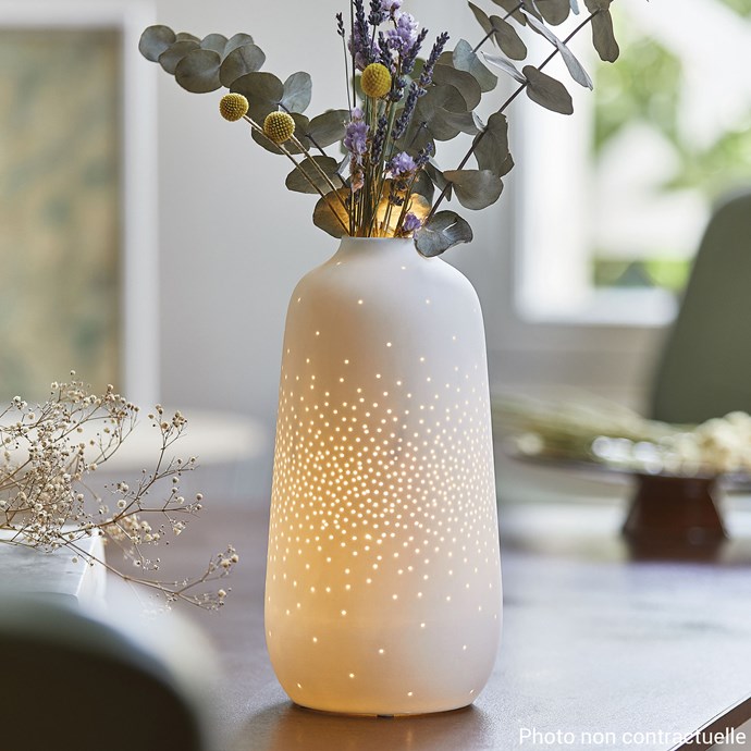 Vase et lampe en céramique blanc