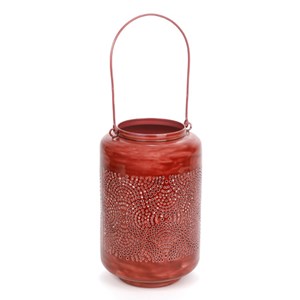 Grande lanterne perforée rouge