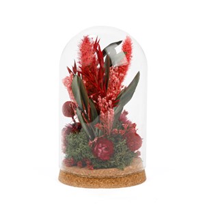 Cloche de fleurs séchées rouges