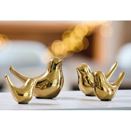 Set 4 oiseaux dorés décoratifs