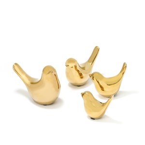 Set 4 oiseaux dorés décoratifs
