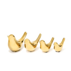 Set 4 oiseaux dorés décoratifs