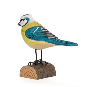 Mésange bleue sur buchette