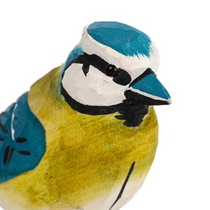 Mésange bleue sur buchette