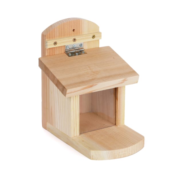 Relaxdays Mangeoire pour écureuils, en Bois, Toit ouvrant, spacieuse, H x L x P : 17,5 x 12 x 25 cm, Nature