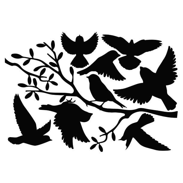 Sticker pour vitre anti-collision 5 oiseaux noirs - Luminis Films
