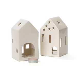 Trio photophores maisonnettes porcelaine