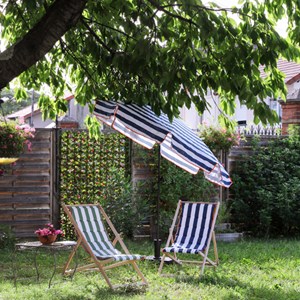 Chilienne matelassée à rayures Bleu