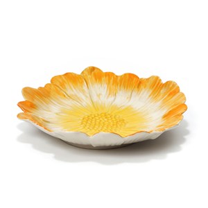 Assiette fleur en grès Jaune