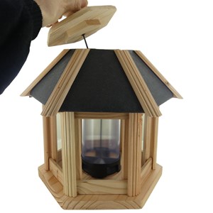 Mangeoire oiseaux maisonnette en bois
