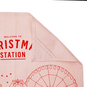 Torchon imprimé Christmas Station Rouge