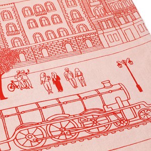 Torchon imprimé Christmas Station Rouge