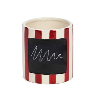 Cache pot rayé et sa plante