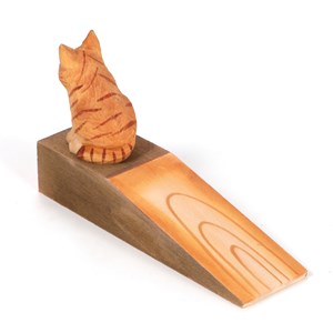 Cale-porte chat en bois