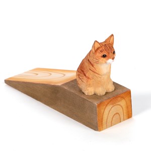 Cale-porte chat en bois