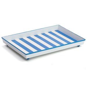 Plateau en métal rayé Bleu