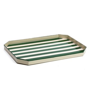 Plateau en métal rayé Vert