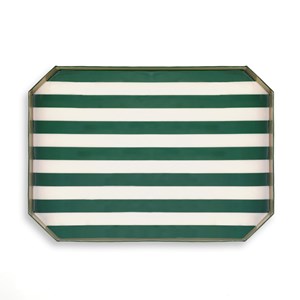 Plateau en métal rayé Vert