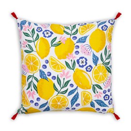 Coussin d'extérieur citrons et fleurs