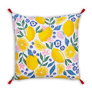 Coussin d'extérieur citrons et fleurs Carré
